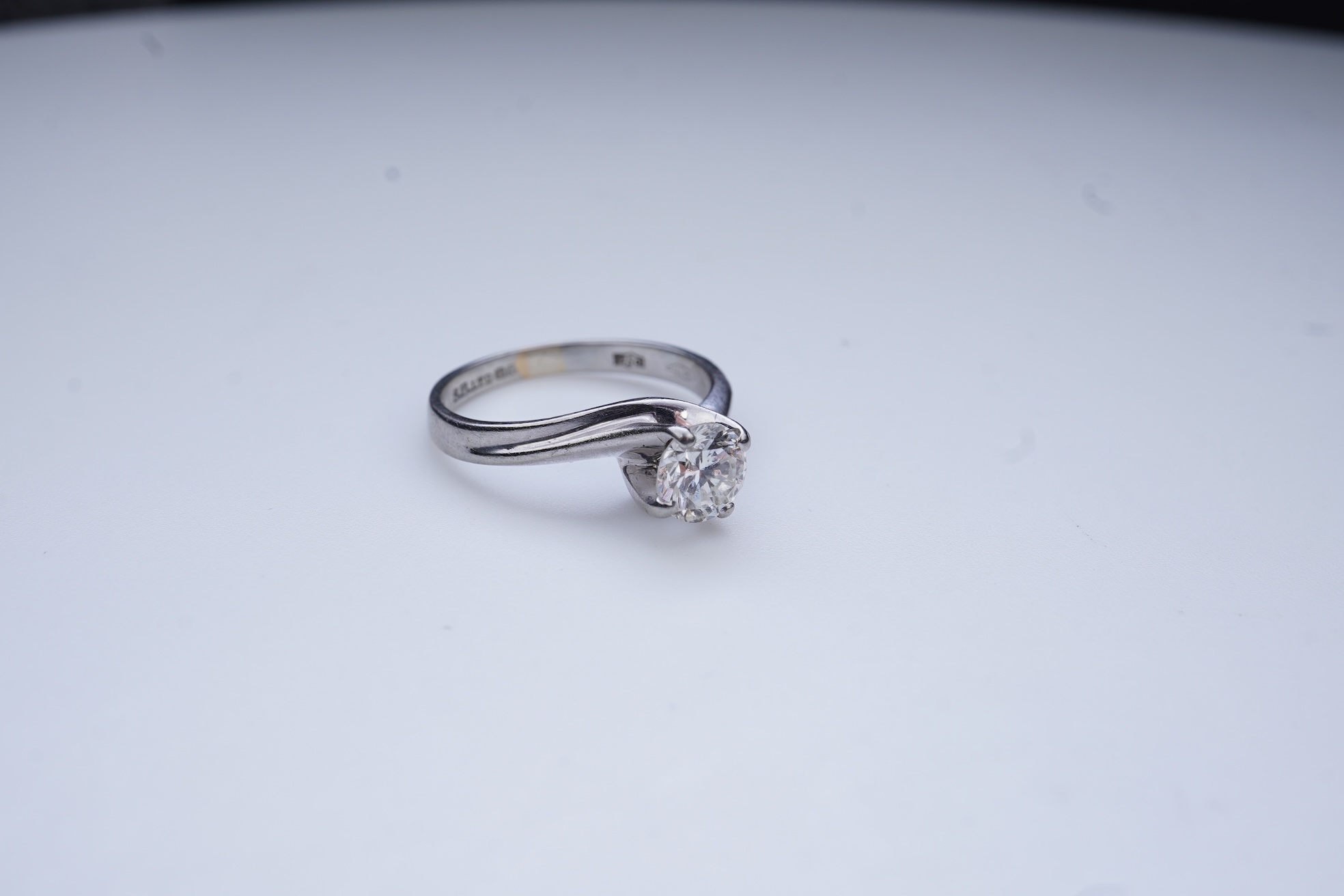 A diamond solitaire ring